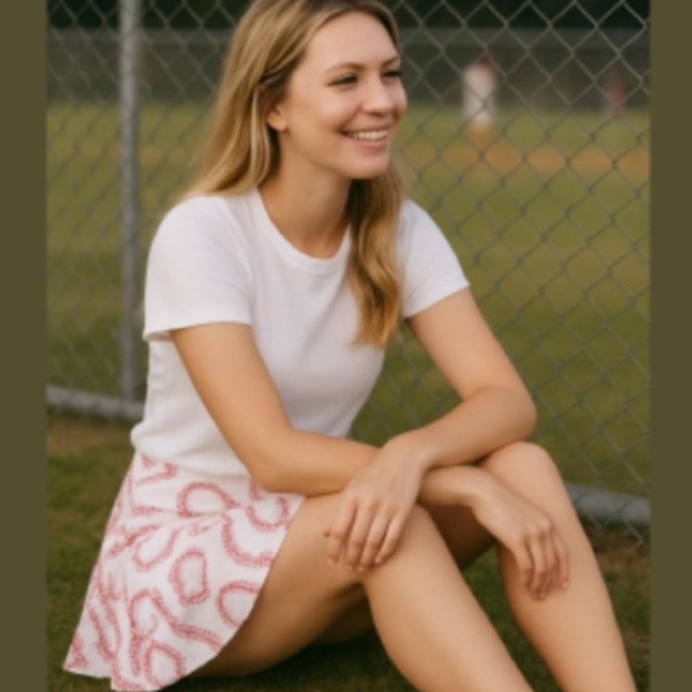 Sporty Baseball Pattern Mini Skort A league of her own Xs nwot golf pickleball
